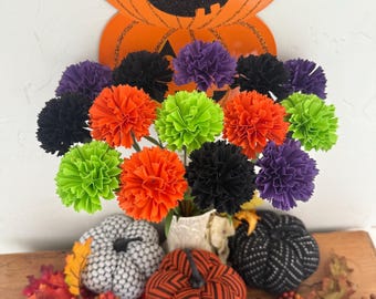Handmade Halloween Paper Carnation, Spooky Floral Decor, 16" Long