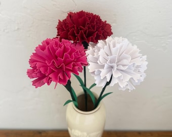 Handmade Cardstock Carnation, Valentine's Day Floral Decor, 8 or 16 Inch