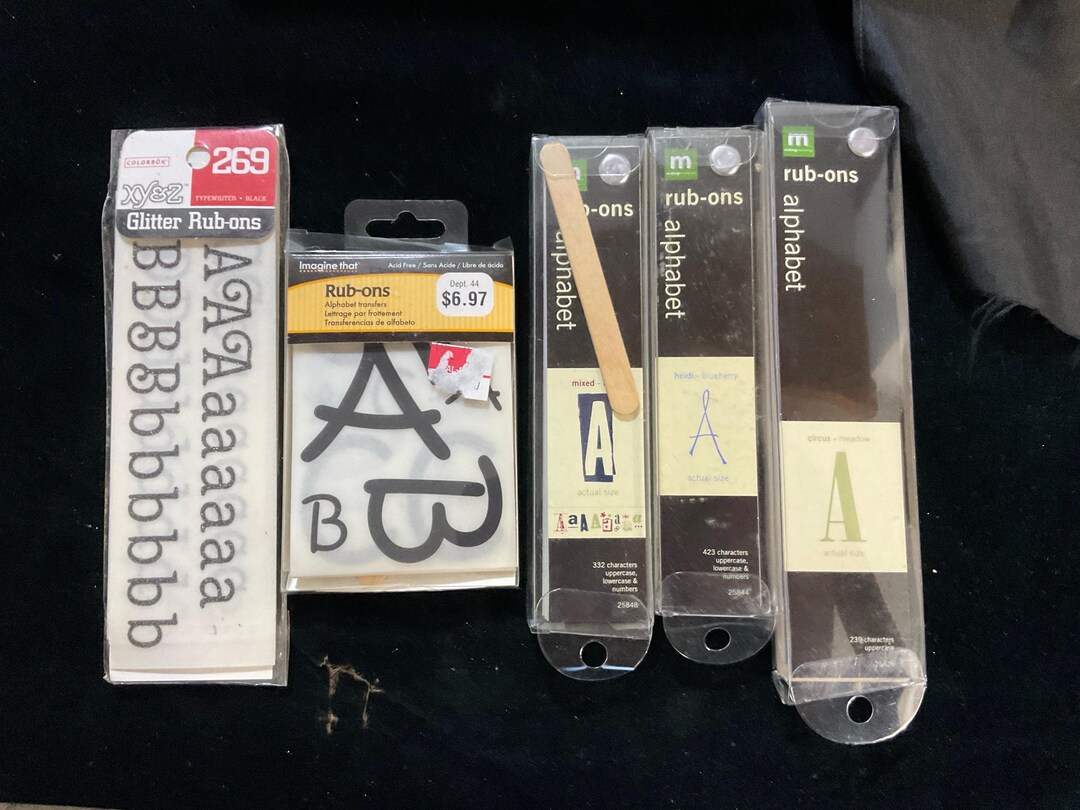 5 Pkgs of Rub on Alphabets. 3 From Making Memories, Colorbok Glitter