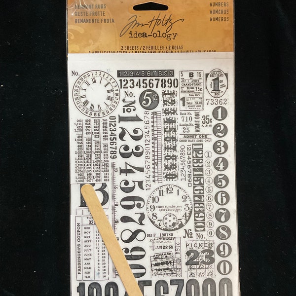 Tim Holtz idea-ology Remnant Rub Numbers TH93056 preowned