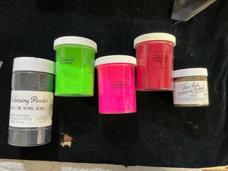 5 Different Colors of Embossing Powders Including Fine Detail Black ...