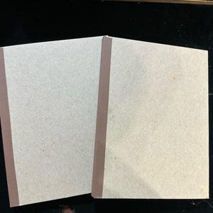 2 art journals made from Manila cardstock. I have started backgrounds in 1 book. 2nd book is unused. Each book is 8 x 6. Preowned.