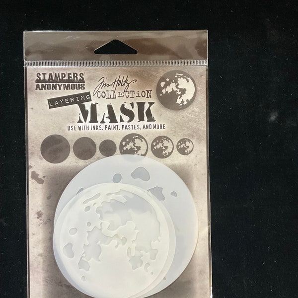 Tim Holtz  Stampera Anonymous Layering Mask THMSK01 Moon Mask preowned