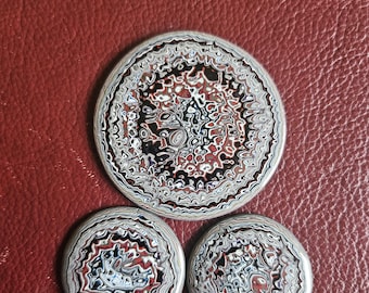 Fordite, Matching Set of 3, Earrings Pendant, Jewelry, Jewelry Making, Round Cabochons
