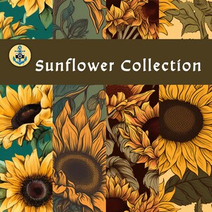 Sunflower Collection - Seamless Pattern - 12x12 Printable Paper - Digital Download - Commercial Use