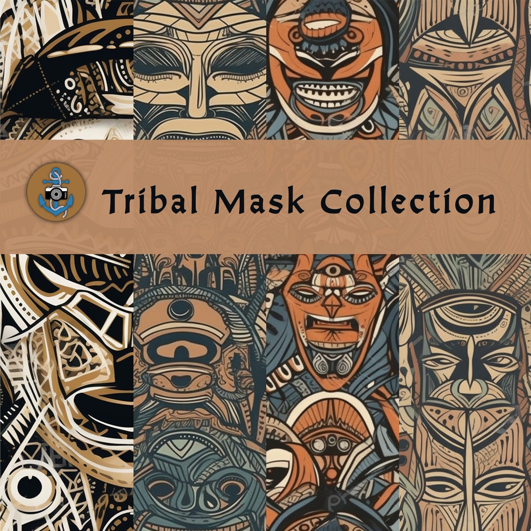 Tribal Mask Collection - Seamless Pattern - 12x12 Printable Paper ...