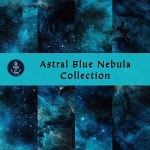 Collezione Nebulosa Blu Astrale - Modello senza cuciture - Carta stampabile 12x12 - Download digitale - Uso commerciale