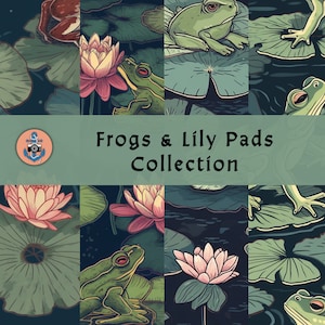Frogs & Lily Pads Collection - Seamless Pattern - 12x12 Printable Paper - Digital Download - Commercial Use