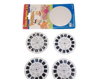 Película vintage Tyco View-Master Los Picapiedra en 3D, 1991, Hanna-Barbera, 4 rollos