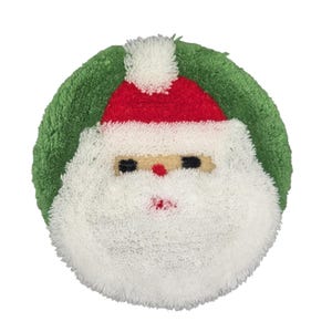 Vintage kerstman toiletbrilhoes met haaksluiting, groen, rood en wit.