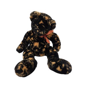 Oso de peluche vintage Mary Meyer del año 2000 con estampado animal en negro y marrón, 43 cm (17 pulgadas)