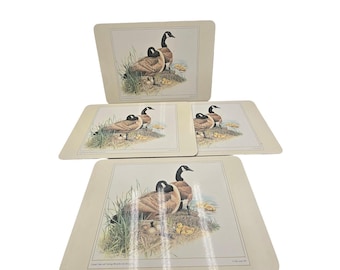 Vintage Glen Loates Canada Geese Cork Back Placemats Set of 4 Wildlife 1982