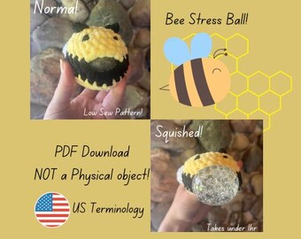 PDF Pattern Crocheted Bee Stress Ball/ PDF Download/ Cottagecore/ Digital Pattern/Stress Ball/ Stress Toy/ Figet Toy (Low Sew)