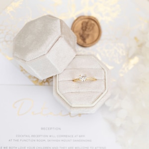 Single Double Triple Ring Box Octagon Wedding Ring Box Wedding Ceremony, Ring Bearer Box, Velvet Gift Jewellery Box Velvet Ring Box