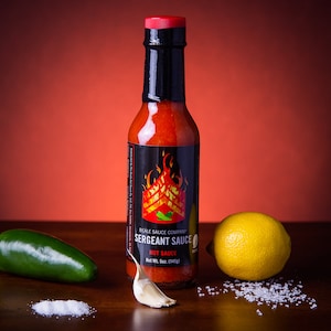Sergeant Sauce (Medium Heat) Veteran Family Owned and Operated. Made in Sacramento, CA. Great everyday use sauce for a variety of foods.