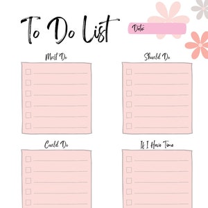 Printable to do list, template, digital download, to do list