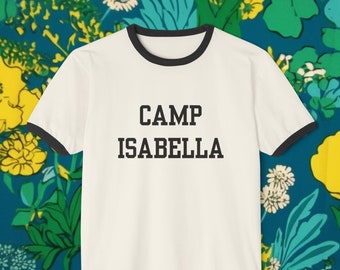 Retro Camp Möhippa Ringer Tee: Personligt Varsity-typsnitt