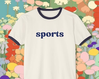 Retro Sports Ringer Tee: 1970s Style Unisex Cotton T-Shirt