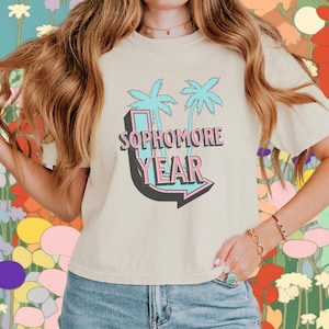 Sophomore Year Comfort Colors Boxy Tee, Back To School Gift for College or High School Student Women&#39;s Comfort Colors 100% cotton shirt
