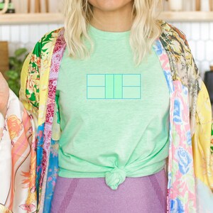 Pastel Pickleball Court Shirt, Gift for Pickleballer Teal Unisex Jersey Short Sleeve Tee