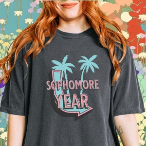 Sophomore Year Comfort Colors Graphic Tee, Back To School Gift for College or High School Student Retro Preppy Unisex 100% cotton shirt