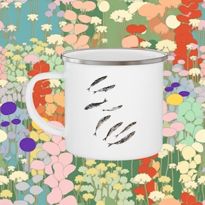 Sardine Enamel Camping Mug, Great gift for tinned fish lover