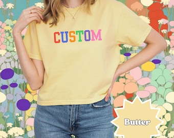 Custom Text Comfort Colors Shirt: Boxy Fit Cotton Tee