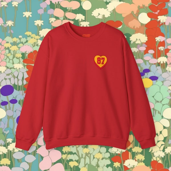 Heart Candy 87 Sweatshirt, Red Gold Sweetheart, crewneck gift for Football fan, Unisex Heavy Blend™ Crewneck Sweatshirt