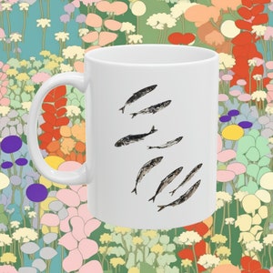 Sardine Ceramic Mug, 11oz, great gift for tinned fish lover