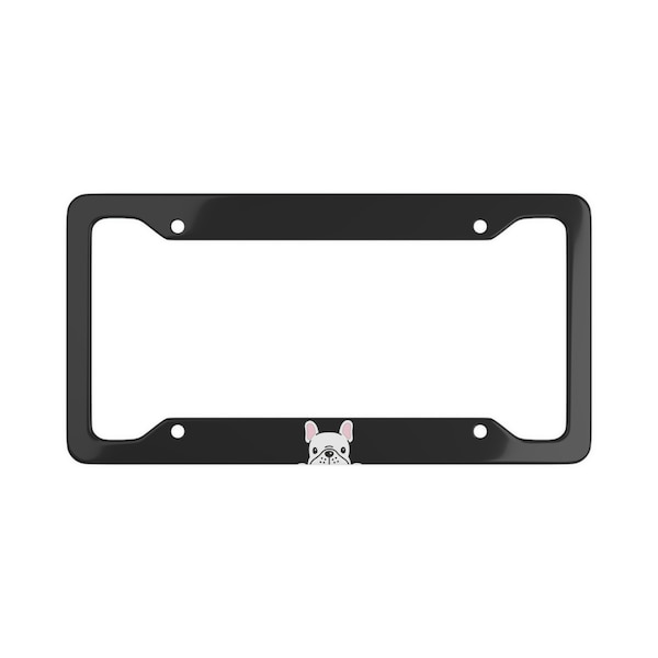 French Bulldog Car License Plate Frame | Cute Frenchie Peeking Over | Personalized Gift for Pet Owners