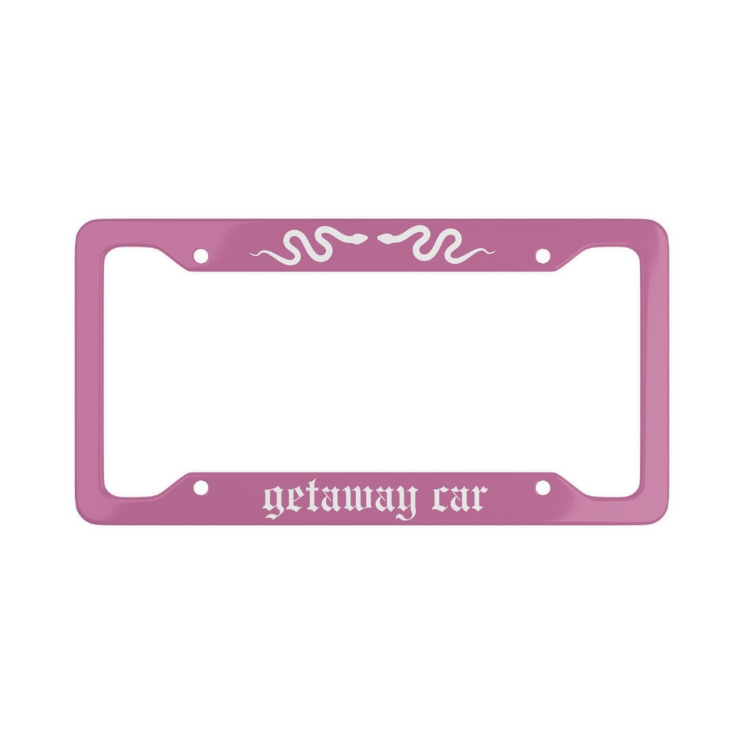 Pink Getaway Car License Plate Frame, Snakes on a Car, Simplified