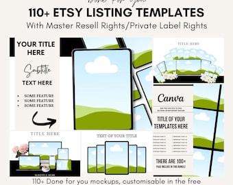 110+ Canva Editable Etsy Mockup Templates | PLR and MRR | Done-for-You Designs & Resell Rights