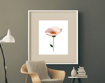 Poppy White on White - Visual Delight, Minimalistic Art, Printable Poster, Minimalist White Poppy, Printable Wall Art, Delicate Flower, DIY