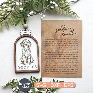 Tarjeta de historia con adorno de perro Golden Doodle, adorno para coche en formato SVG, recuerdo inspirador, tarjeta de mensaje personalizada, regalo para archivo láser, descarga digital