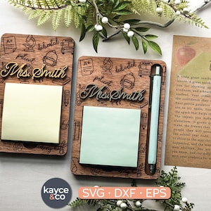 Verhaalkaart notitieblokhouder SVG, cadeau voor leraar, klasbureau decor, dingen om te doen, notities, bericht lasergesneden bestand, digitale DOWNLOAD