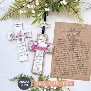 Story carte Confirmation ornement SVG voiture charme inspiration souvenir croix dieu spirituel foi Jésus cadeau pour téléchargement numérique Cricut laser