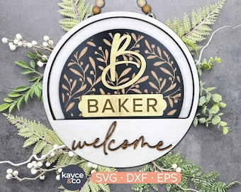 INSERÇÃO DE PADRÃO PARA PLACA DE BOAS-VINDAS, MONOGRAMA DE ABERTURA DE PORTAS INTERCÂMBIO, SOBRENOME DE FAMÍLIA, PLACA DE PORTAS PRONTA PARA LASER, PRESENTE PARA, DOWNLOAD DIGITAL