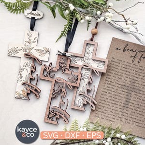 Cartão de história Cruz Ornamento SVG, Pingente de carro Lembrança inspiradora Espiritual Deus Fé Jesus Presente para, Laser + Cricut Projeto DOWNLOAD DIGITAL