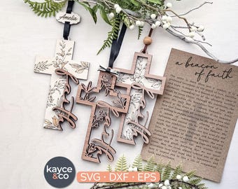 Story Card Cross Ornament SVG, Car Charm Inspirational Keepsake Spiritual God Faith Jesus Gift for, Laser + Cricut Project DIGITAL DOWNLOAD