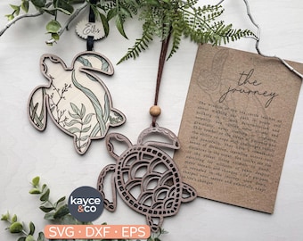 Story Card Sea Turtle Ornament Svg Suncatcher, Car Charm Inspirational Keepsake Motivational Gift for Child, Daughter, Son DIGITAL DOWNLOAD