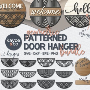 Bundle d'accroche-porte rond à motifs géométriques Svg, porche, fichier prêt à être découpé au laser pour la maison, sublimation Png, cadeau pour, TÉLÉCHARGEMENT NUMÉRIQUE