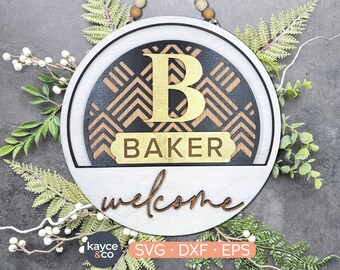 INSERÇÃO DE PADRÃO PARA PLACA DE BOAS-VINDAS, MONOGRAMA DE ABERTURA DE PORTAS INTERCÂMBIO, SOBRENOME DE FAMÍLIA, PLACA DE PORTAS PRONTA PARA LASER, PRESENTE PARA, DOWNLOAD DIGITAL