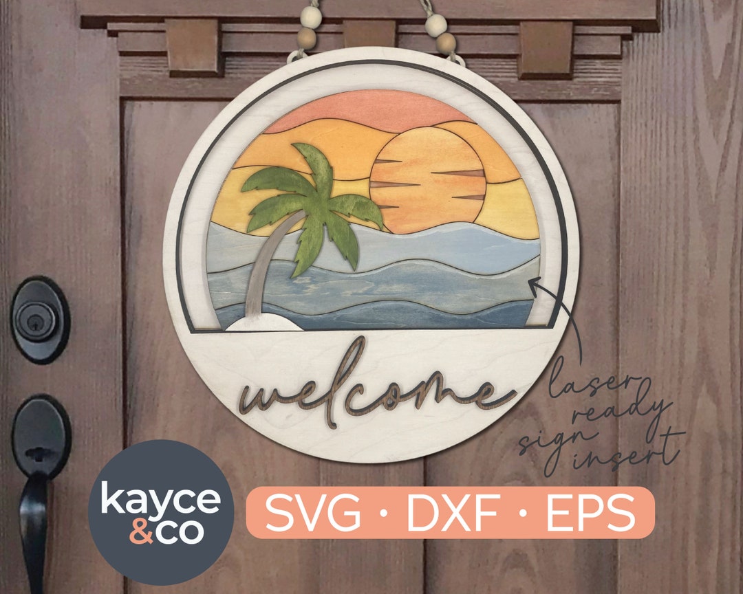Beach Sun Palm Tree Svg Insert for Welcome Sign Interchangeable Door ...