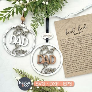 Story Card Dad Ornament SVG Autoanhänger, Suncatcher, Inspirational Andenken Nachricht Karte Geschenk für Vater Laser bereit DIGITAL DOWNLOAD