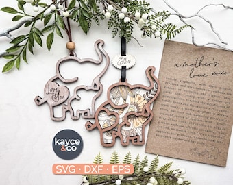 Story Card Elephant Ornament svg, Car Charm Inspirational Keepsake, Gift for Child, Daughter, Son Laser + Cricut DIGITAL DOWNLOAD