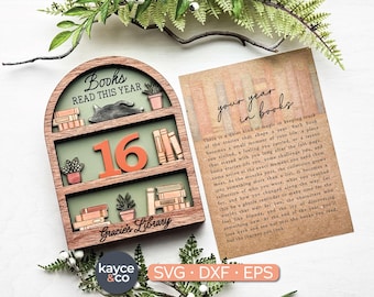 Arquivo SVG para Rastreador de Livros de Histórias, Placa de Livros Lidos Este Ano, Contador de Desafio de Leitura, Arquivo para Corte a Laser, DOWNLOAD DIGITAL