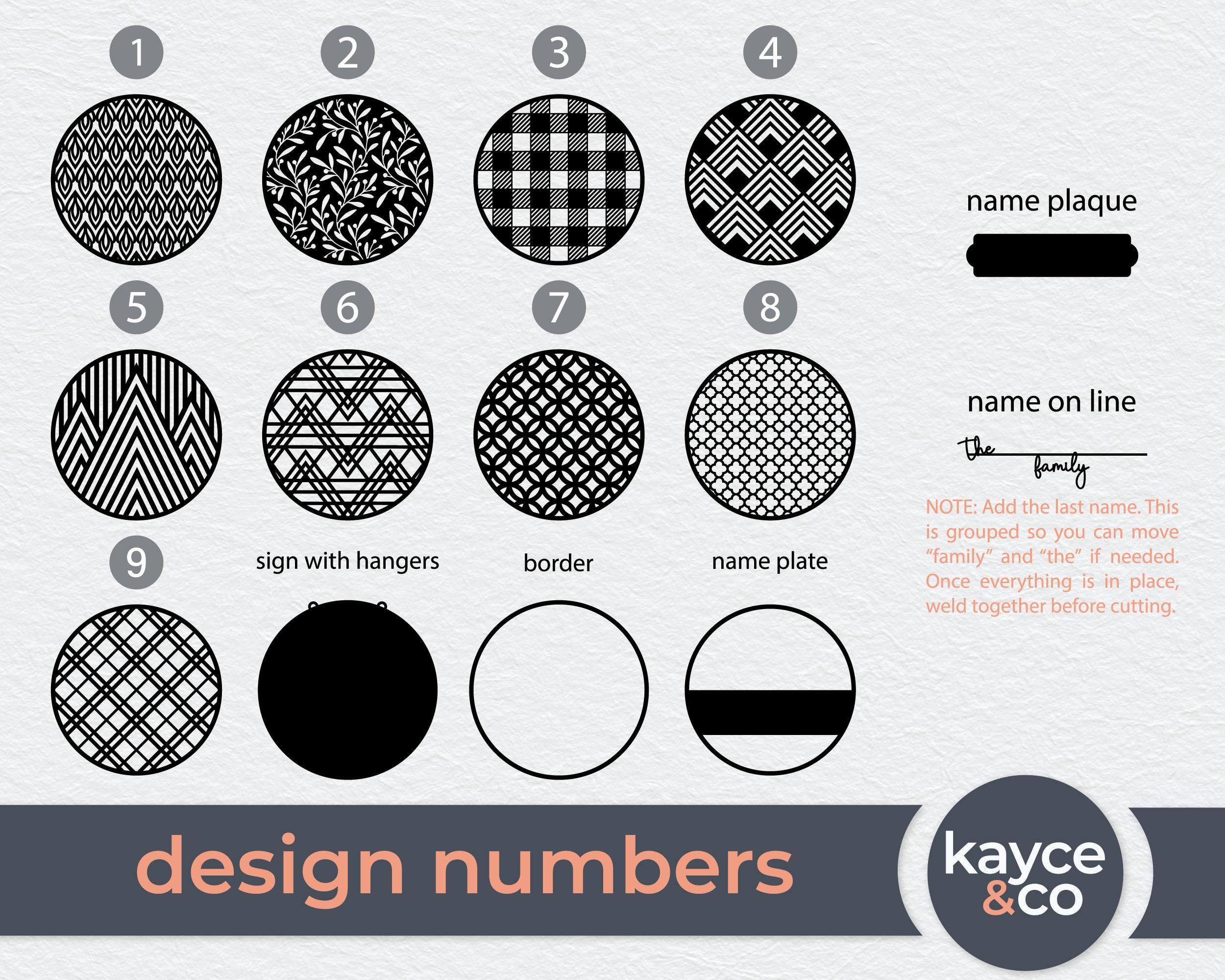Patterned Round Welcome Sign Door Hanger Bundle Svg Porch, Home Laser ...