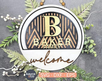 INSERÇÃO DE PADRÃO PARA PLACA DE BOAS-VINDAS, MONOGRAMA DE ABERTURA DE PORTAS INTERCÂMBIO, SOBRENOME DE FAMÍLIA, PLACA DE PORTAS PRONTA PARA LASER, PRESENTE PARA, DOWNLOAD DIGITAL