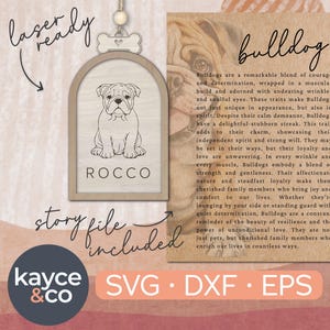 Cartão de história Bulldog Dog Ornament Svg Car Charm Inspirational Keepsake Personalizado Cartão de mensagem sincera Presente para arquivo a laser DOWNLOAD DIGITAL
