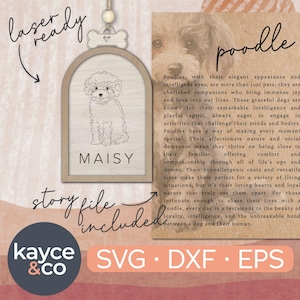 Carte histoire caniche chien ornement Svg voiture charme souvenir inspirant message sincère personnalisé carte cadeau pour fichier laser TÉLÉCHARGEMENT NUMÉRIQUE